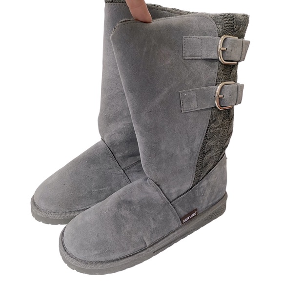 Muk Luks Shoes - NEW - MukLuks Gray Sweater Double Buckle Boots size 7